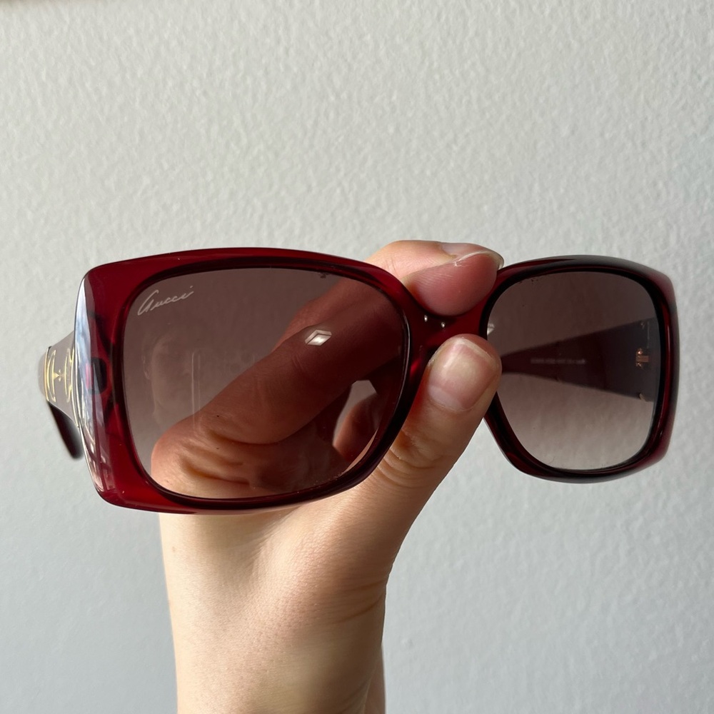 Gucci Burgundy Oversized Square Sunglasses - Picture 2 of 8